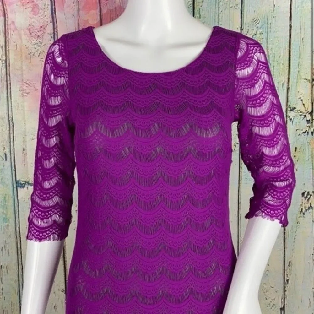 Free People Holly Lace Fuchsia Purple Mini Sheath Dress XS
